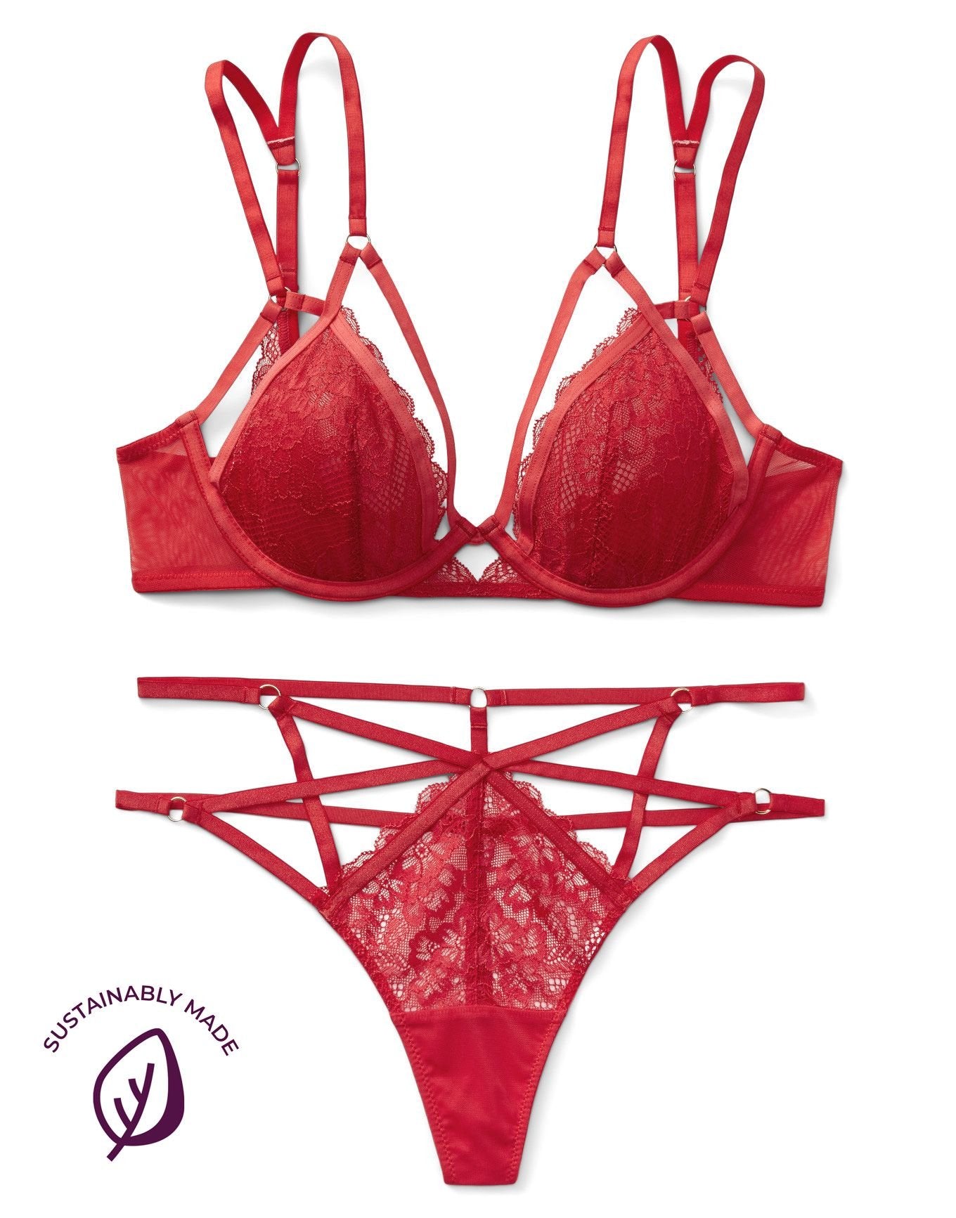 Adore Me Vianna Unlined Plunge in color Poinsettia and shape plunge