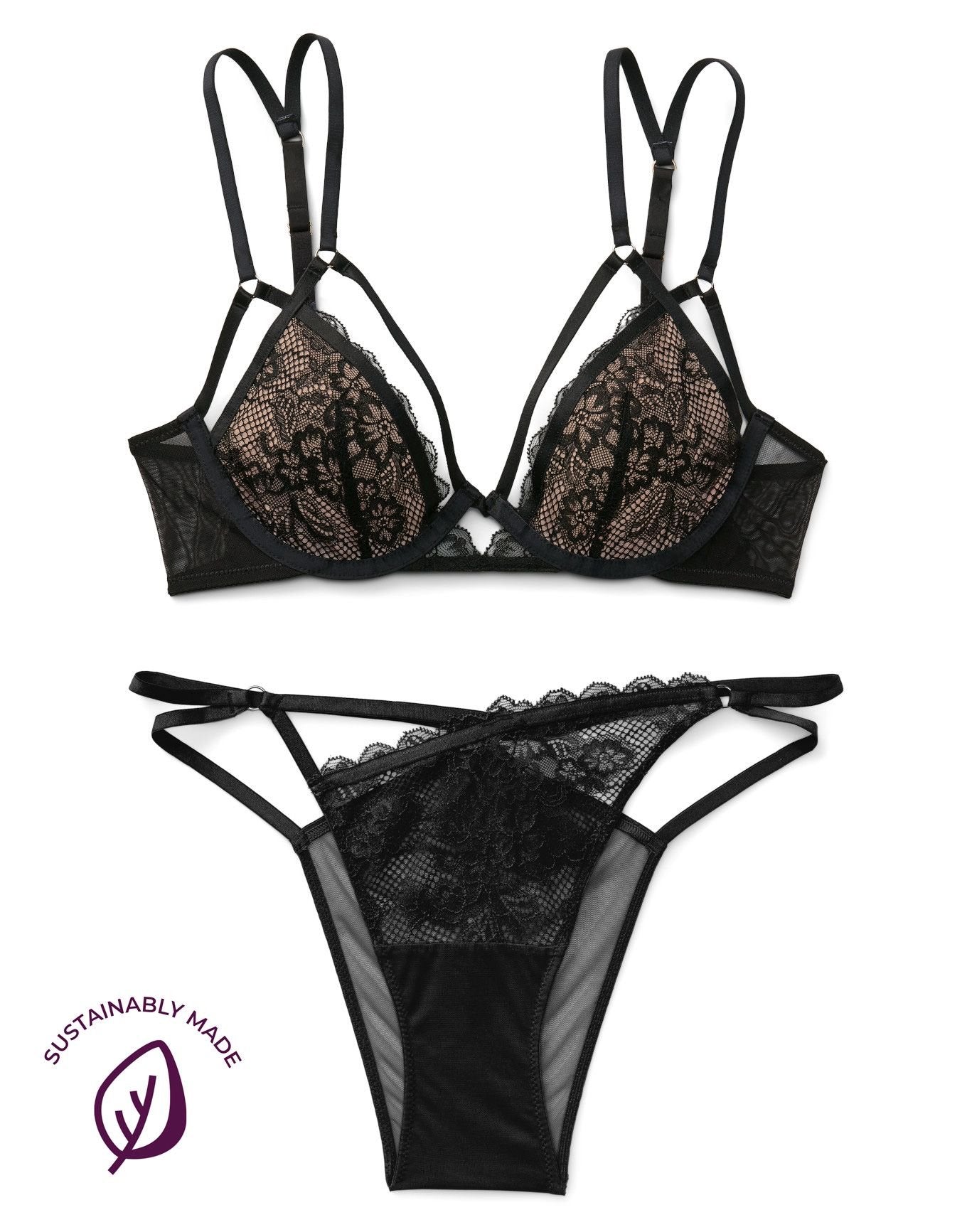 Adore Me Vianna Unlined Plunge in color Jet Black and shape plunge