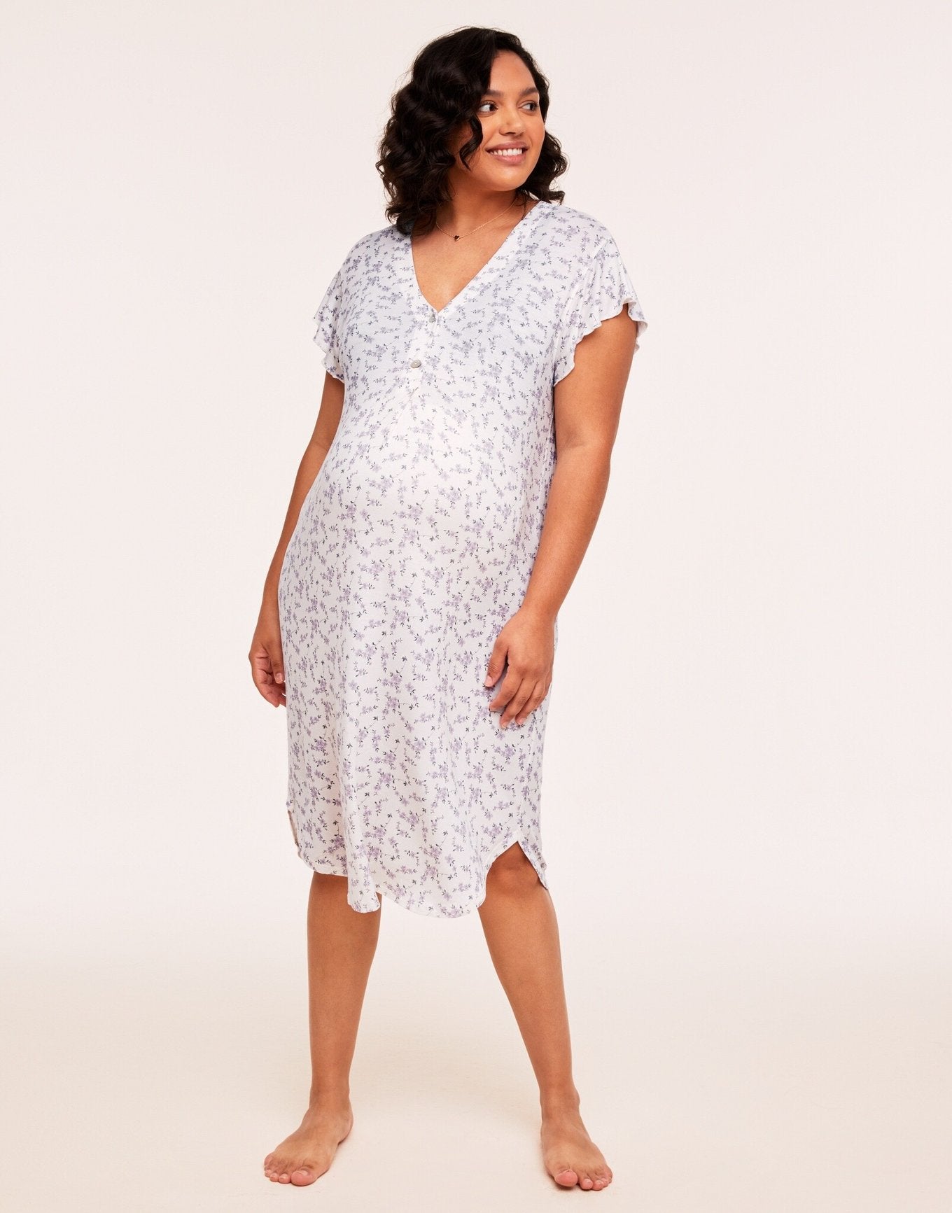Belabumbum Lila Nightgown Maternity & Nursing in color Lila Print and shape sleepshirt