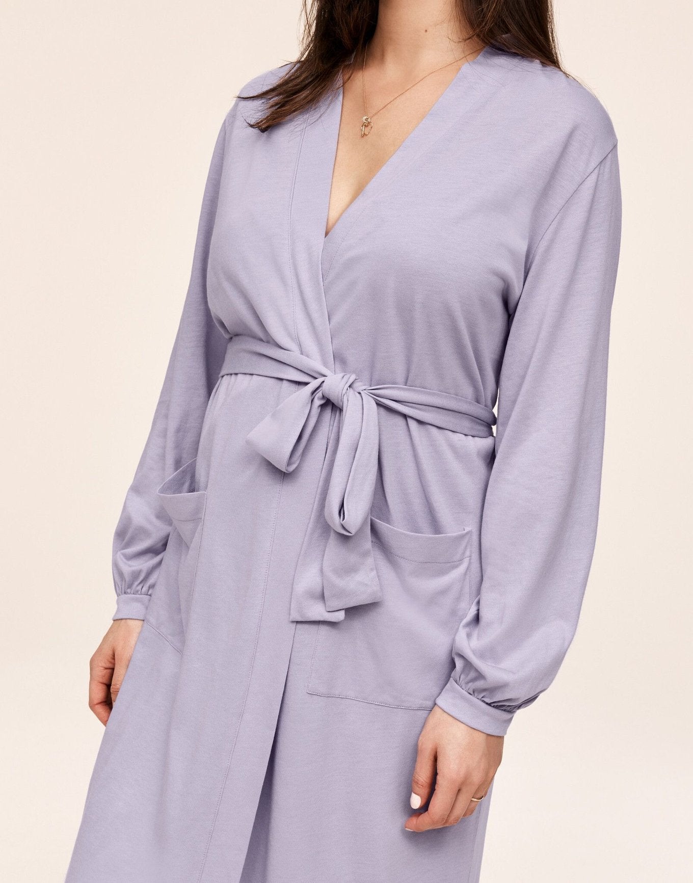 Belabumbum Elle Robe Luxe Pima Cotton in color Misty Lilac and shape robe