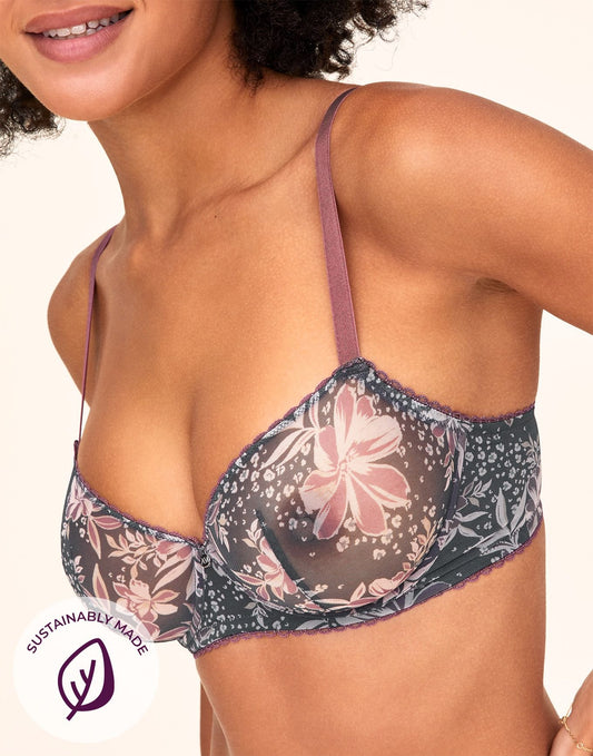Adore Me Malina Unlined Demi in color Baskin' Flowers C01 and shape demi