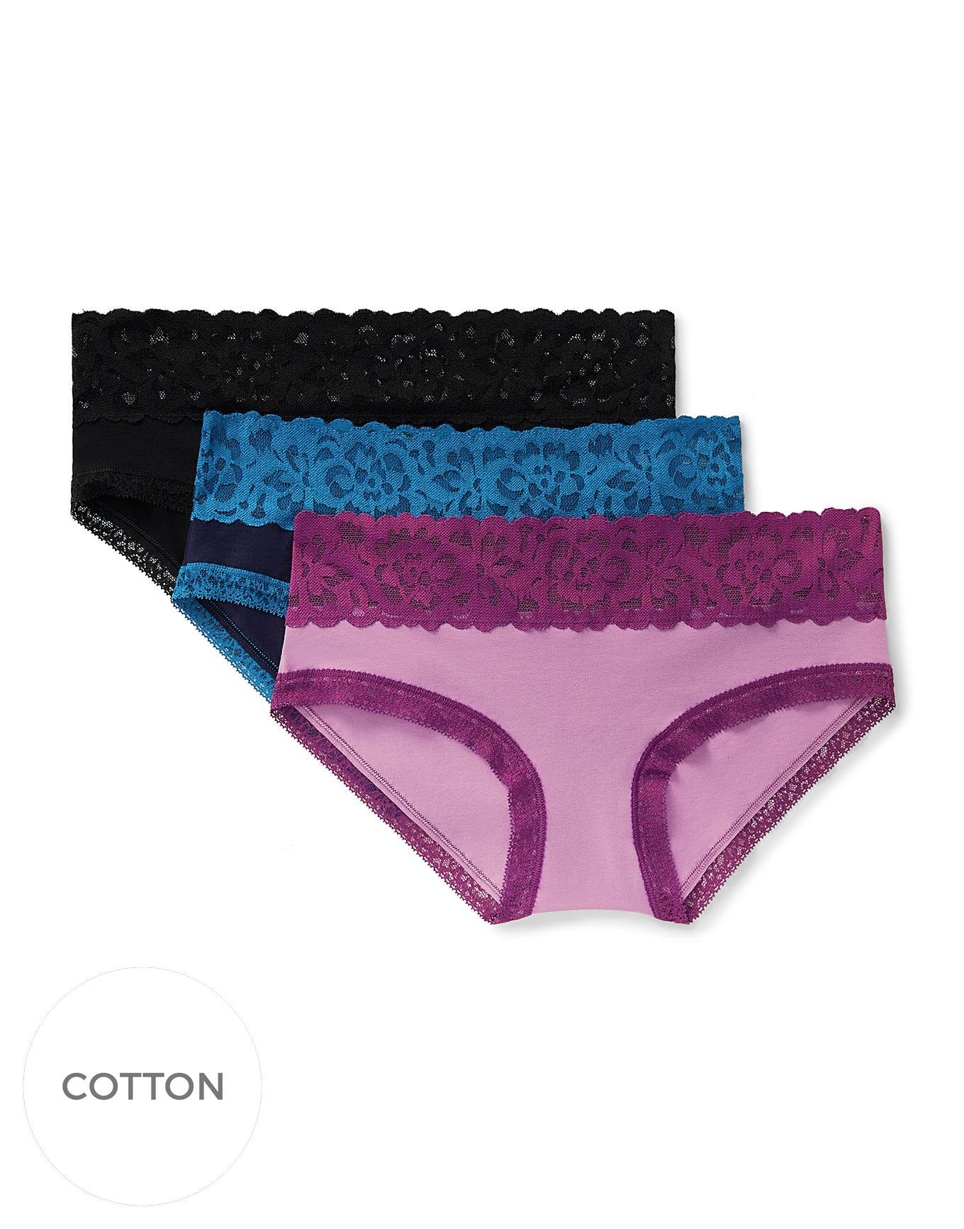 Adore Me Millie Cotton Pack Hipster Panties (Pack of 3) in color Multi- BBP and shape hipster