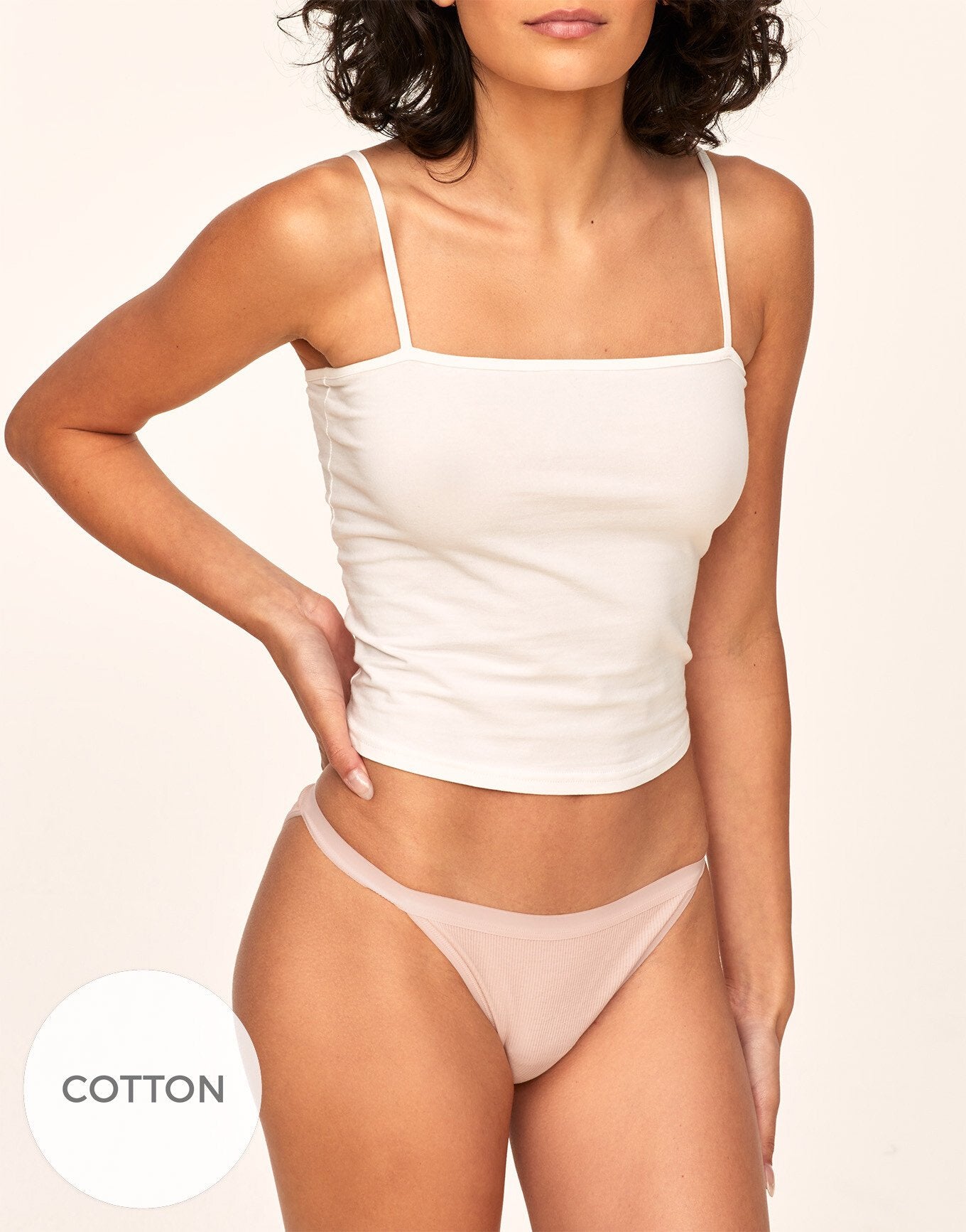 Adore Me Diana Ribbed Cotton Bikini in color PchNctar 74S3 and shape bikini
