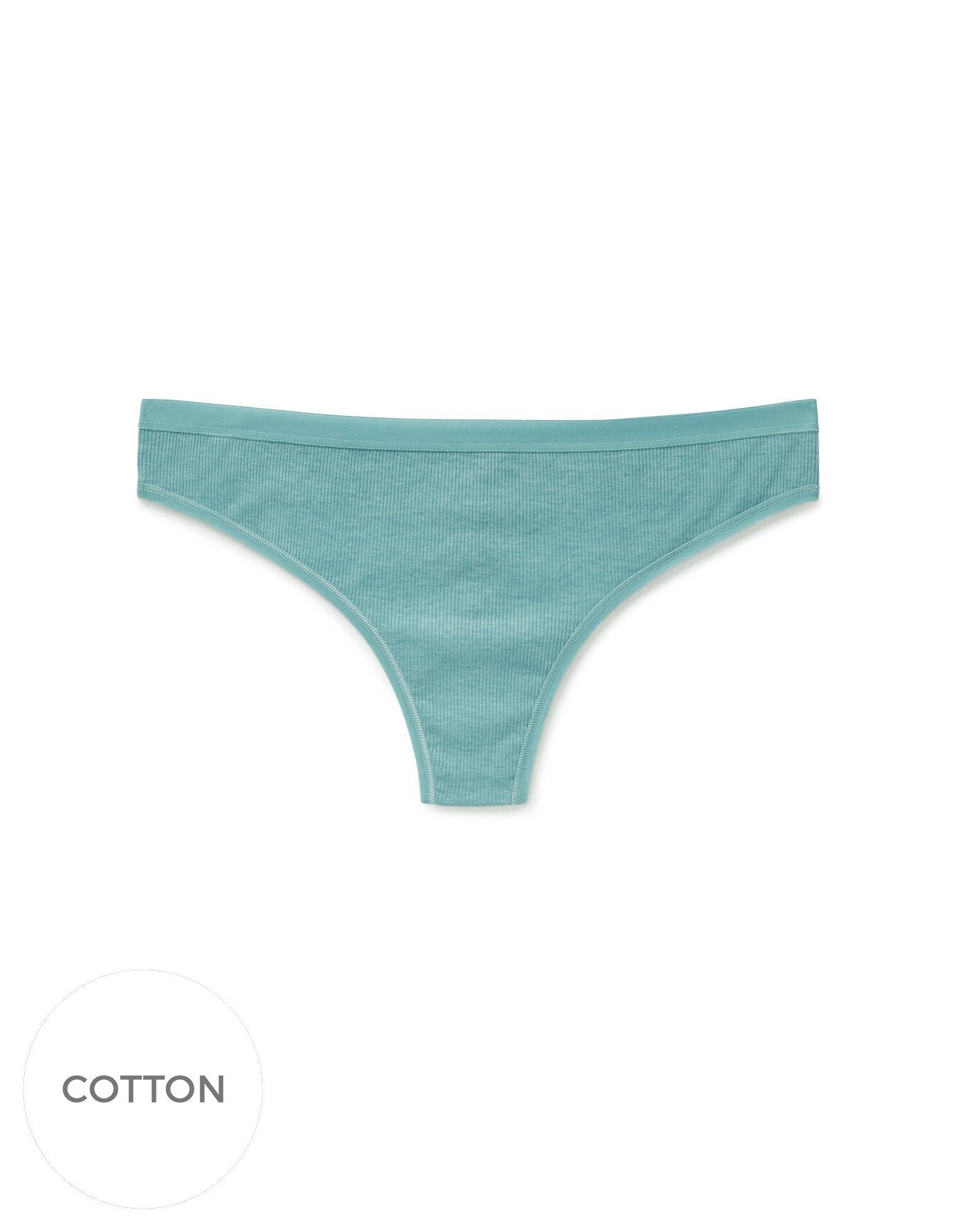 Adore Me Alexandra Ribbed Cotton Thong in color TidalWTurq 0EBJ and shape thong