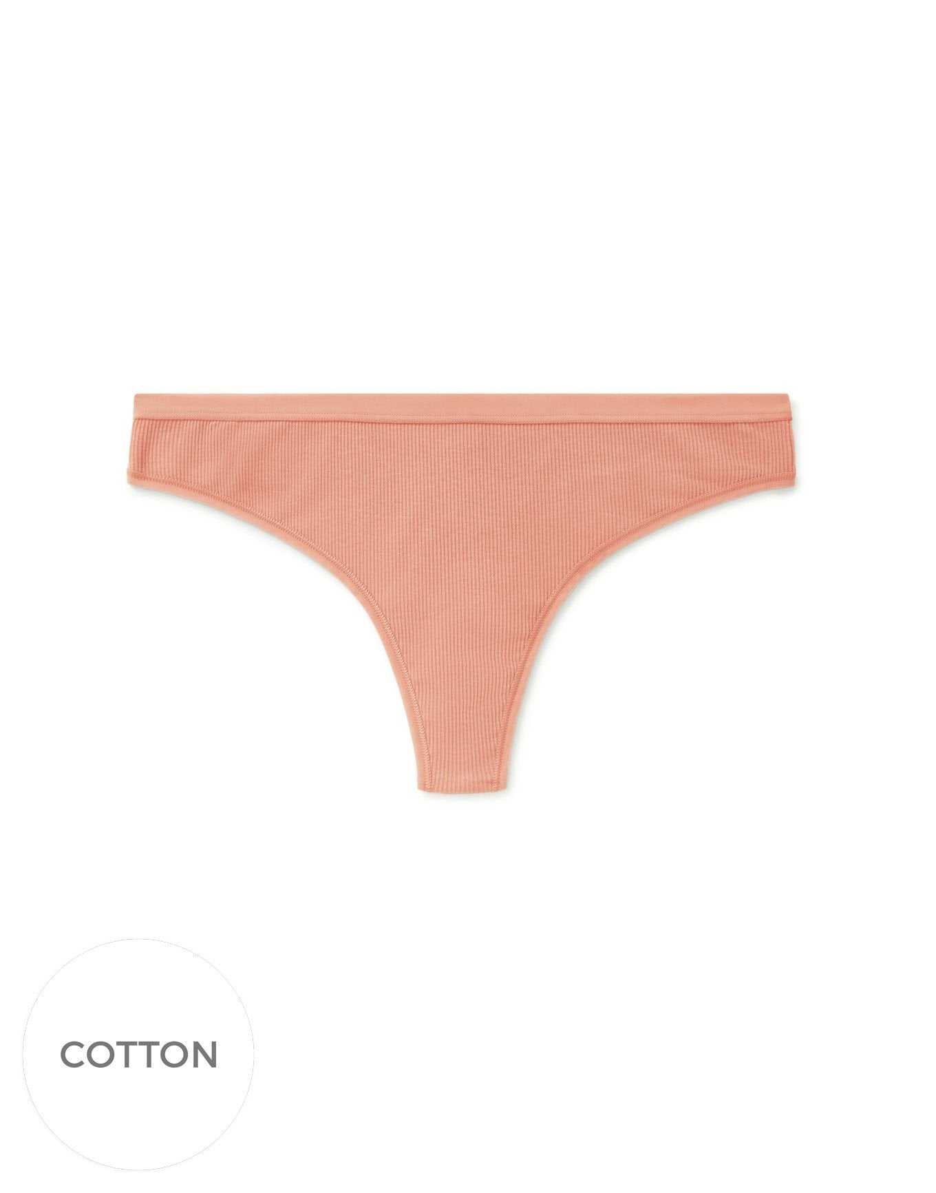 Adore Me Alexandra Ribbed Cotton Thong in color ROSEBUD 91S7 and shape thong
