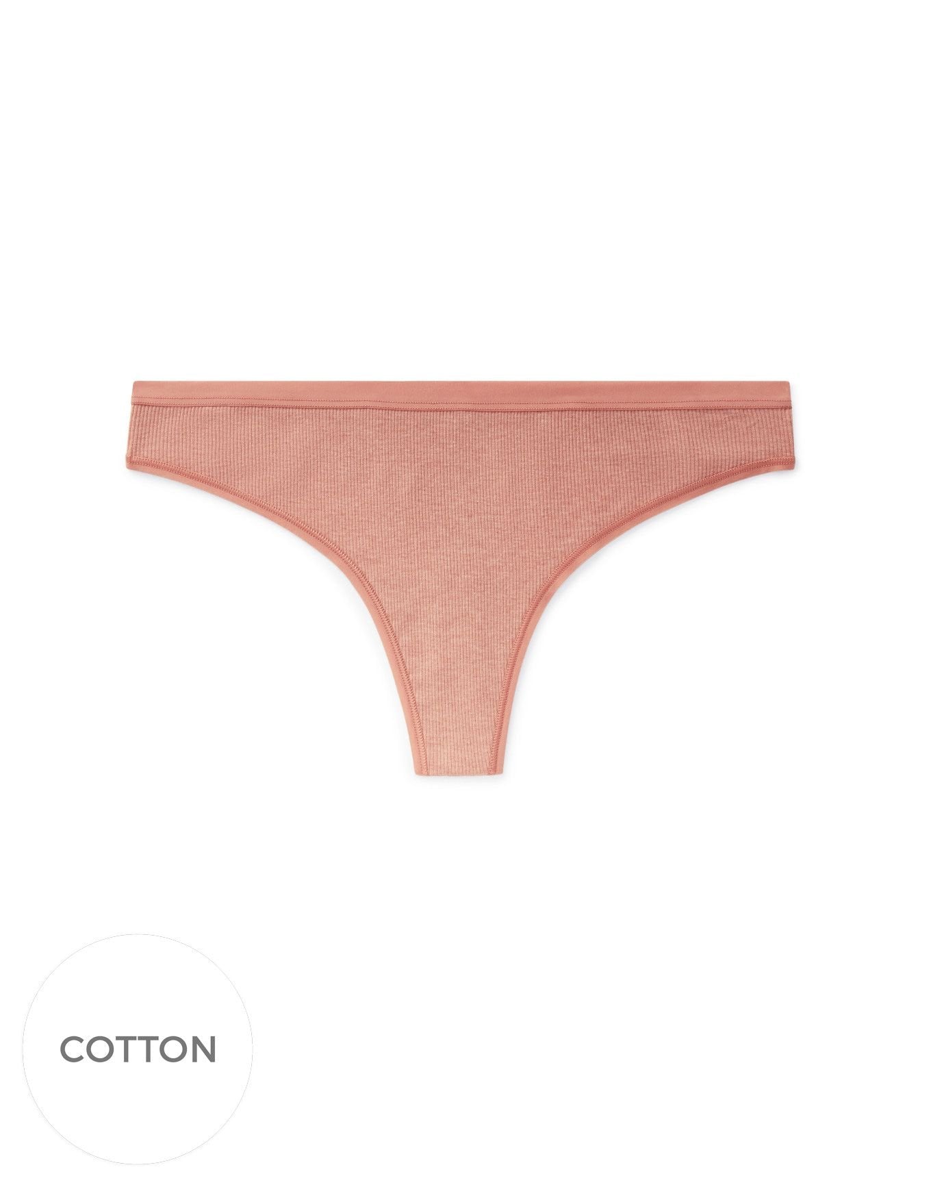 Adore Me Alexandra Ribbed Cotton Thong in color DmslPk 2PT 0E9F and shape thong