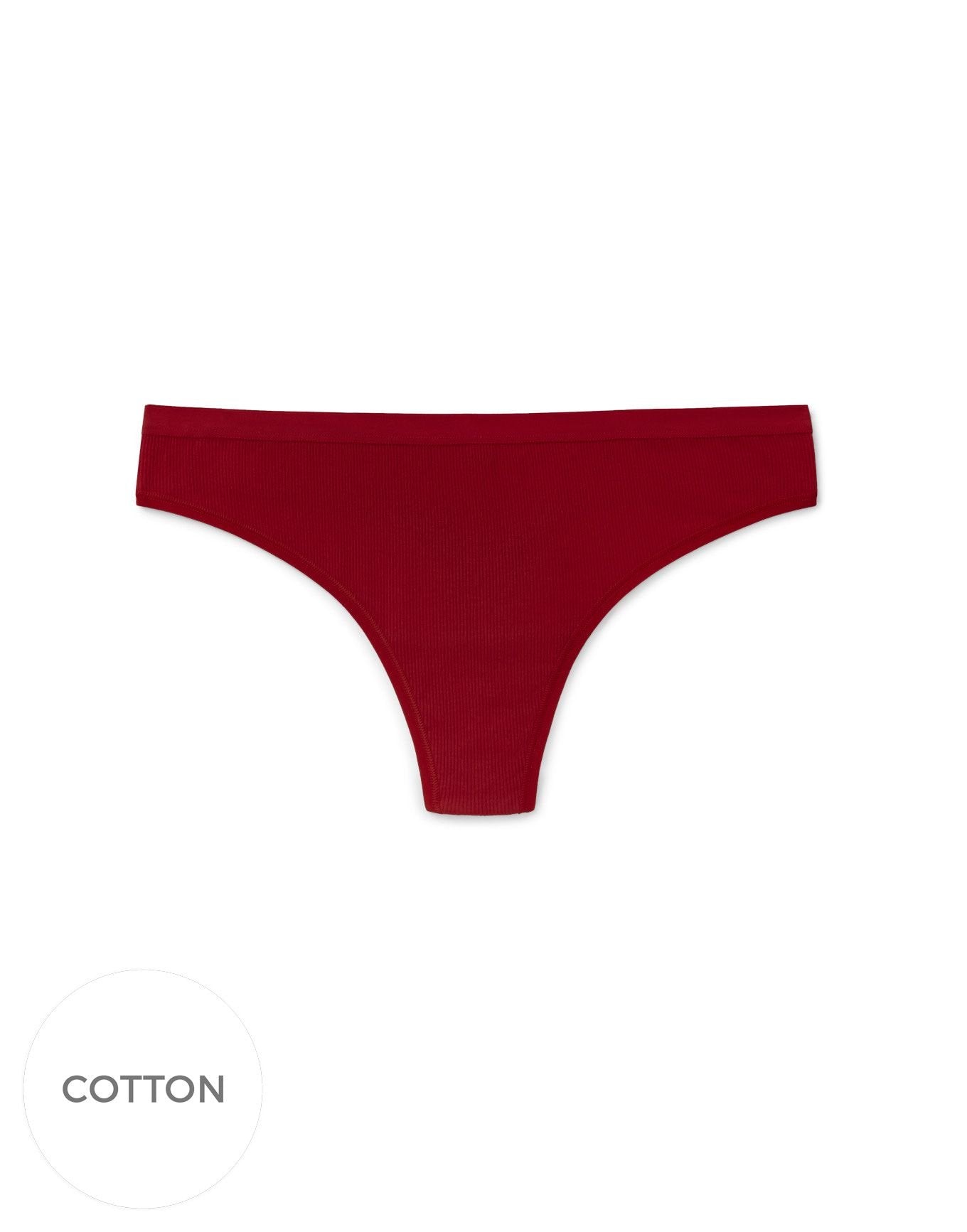 Adore Me Alexandra Ribbed Cotton Thong in color Desire 99O0 and shape thong