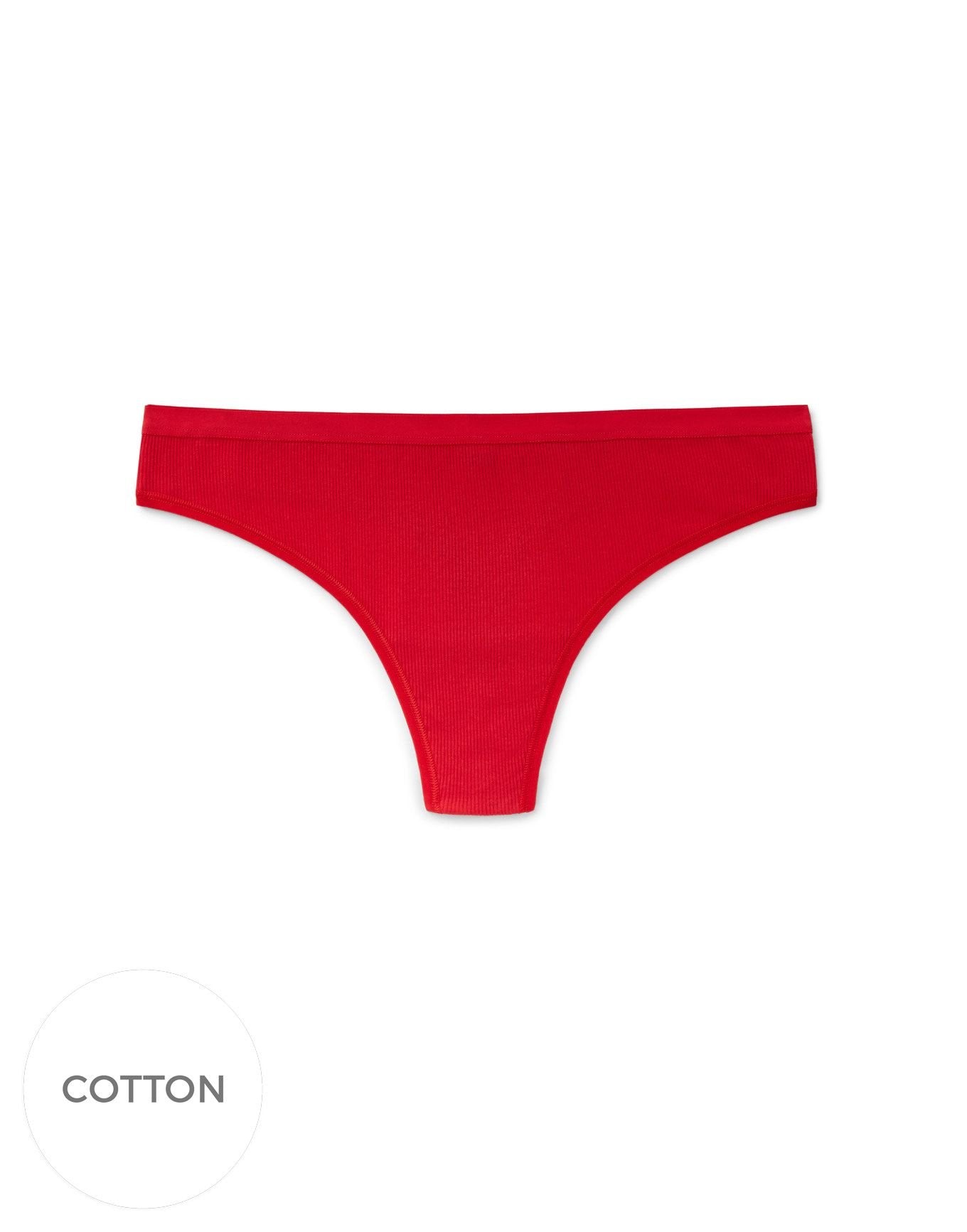 Adore Me Alexandra Ribbed Cotton Thong in color Red Pepper 3ET8 and shape thong