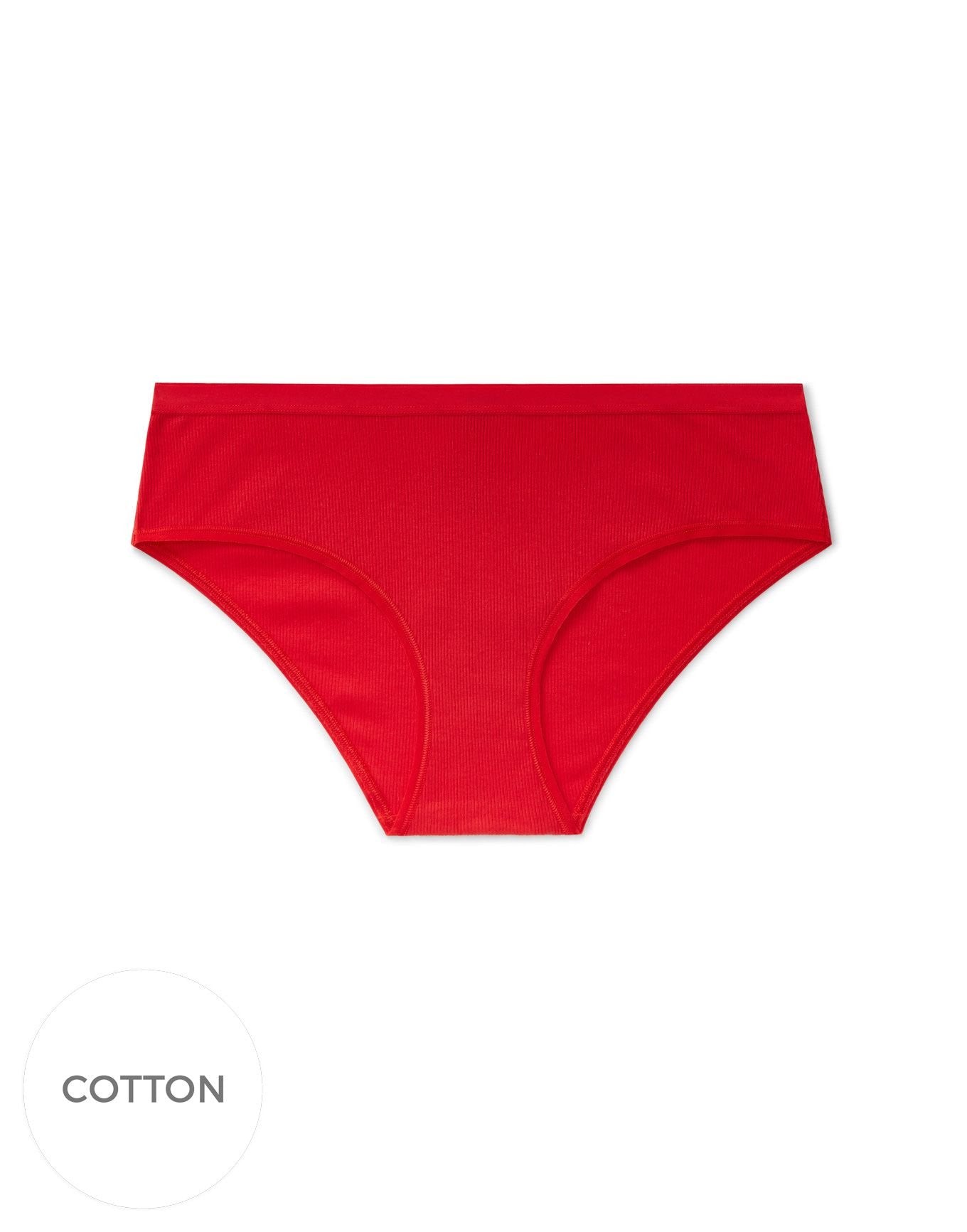 Adore Me Bruna Ribbed Cotton Hipster in color Red Pepper 3ET8 and shape hipster