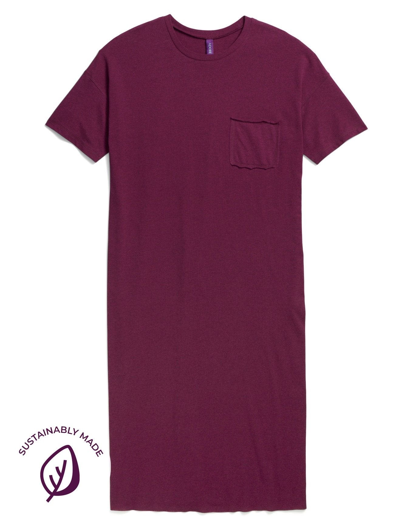 Adore Me Devyn Knit Sleepshirt in color Cyclo 501 Purple and shape sleepshirt