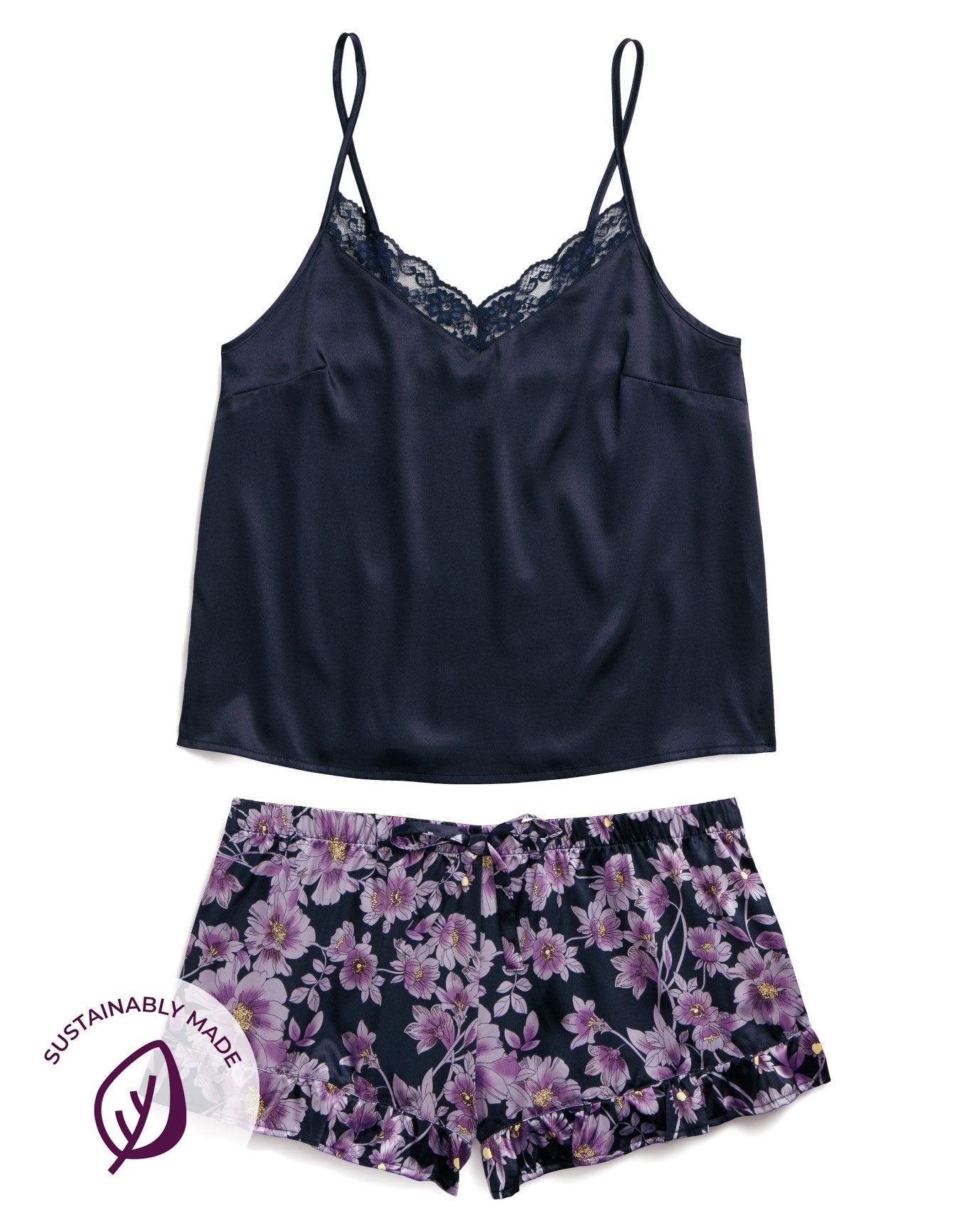 Adore Me Luana Camisole & Short Set in color Floral Opulence C01 and shape pj