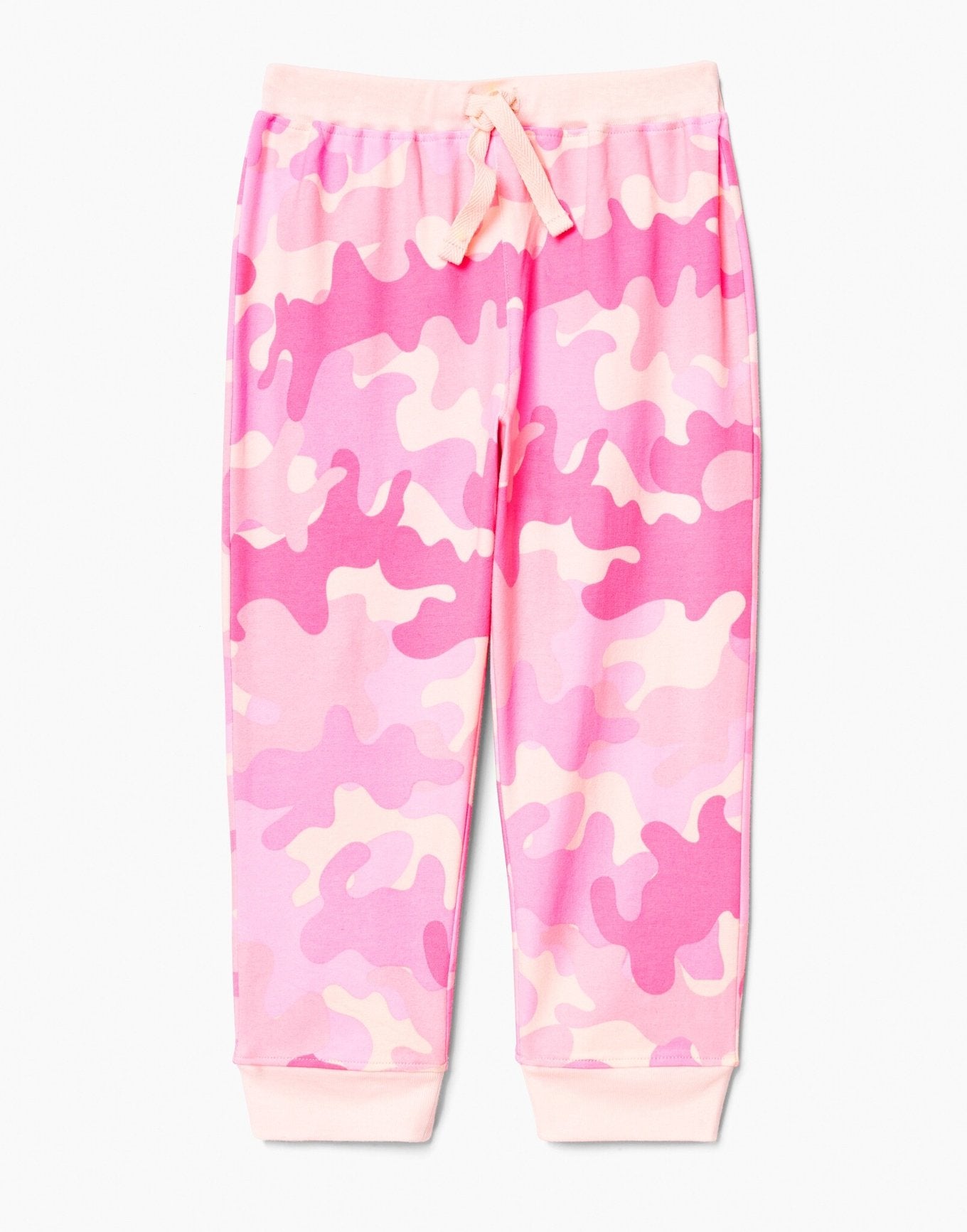 Outlines Kids Noah in color Pink Camo and shape jogger/sweatpant