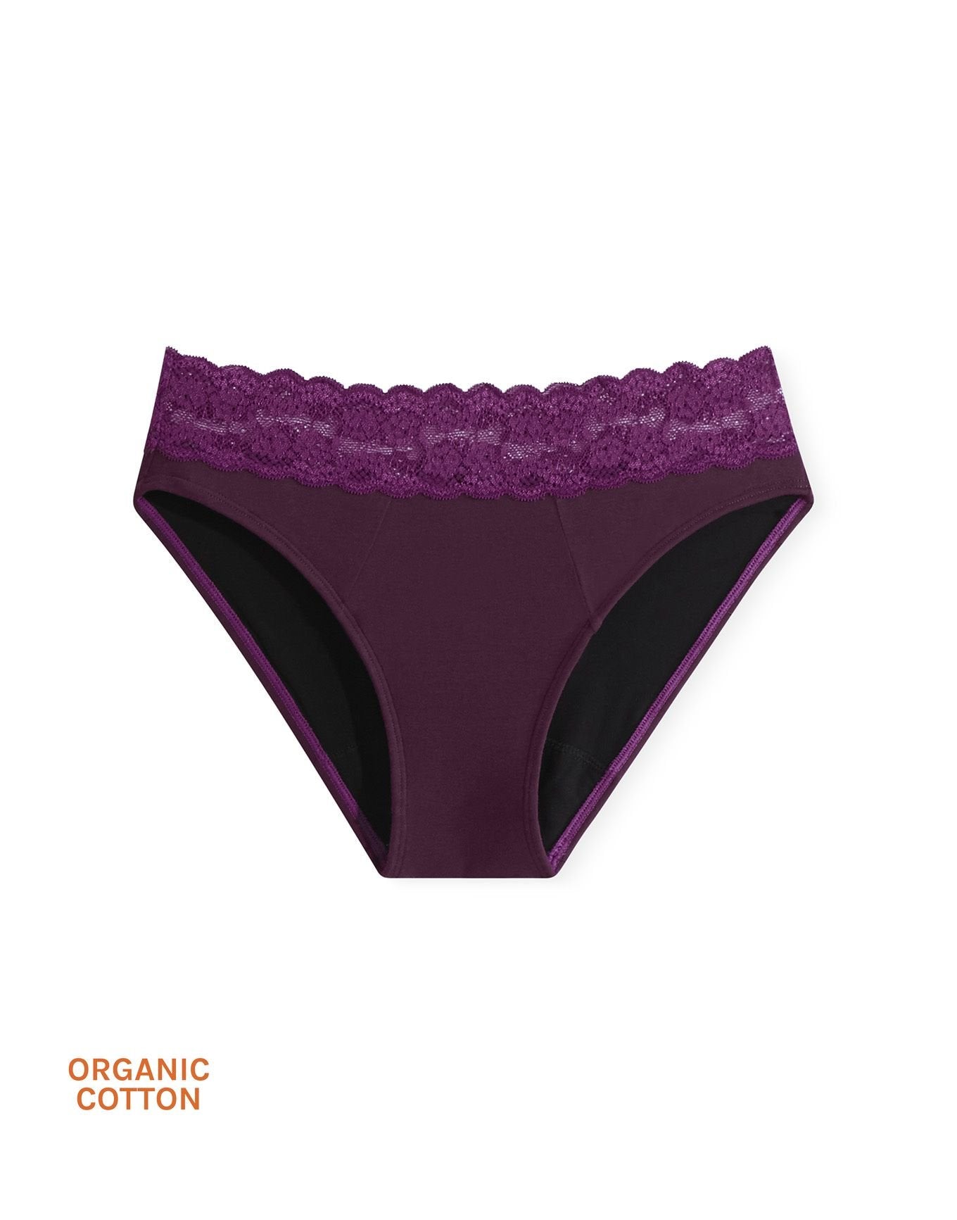 Joyja Alice period-proof panty in color Potent Purple and shape bikini