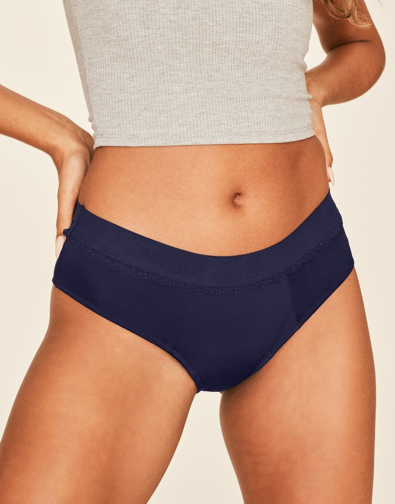 Joyja Cindy period-proof panty in color Evening Blue and shape cheeky