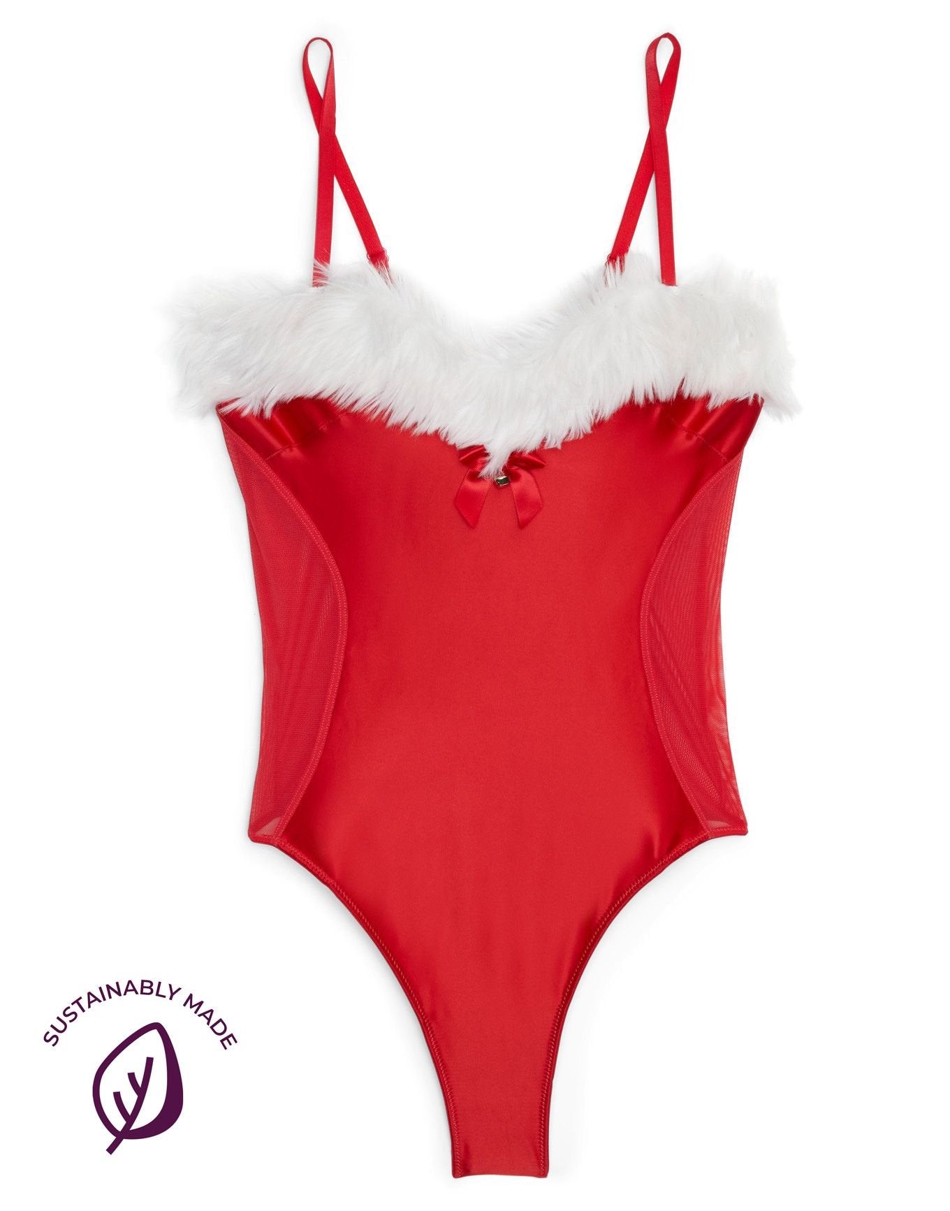 Adore Me Clausette Bodysuit in color True Red and shape bodysuit