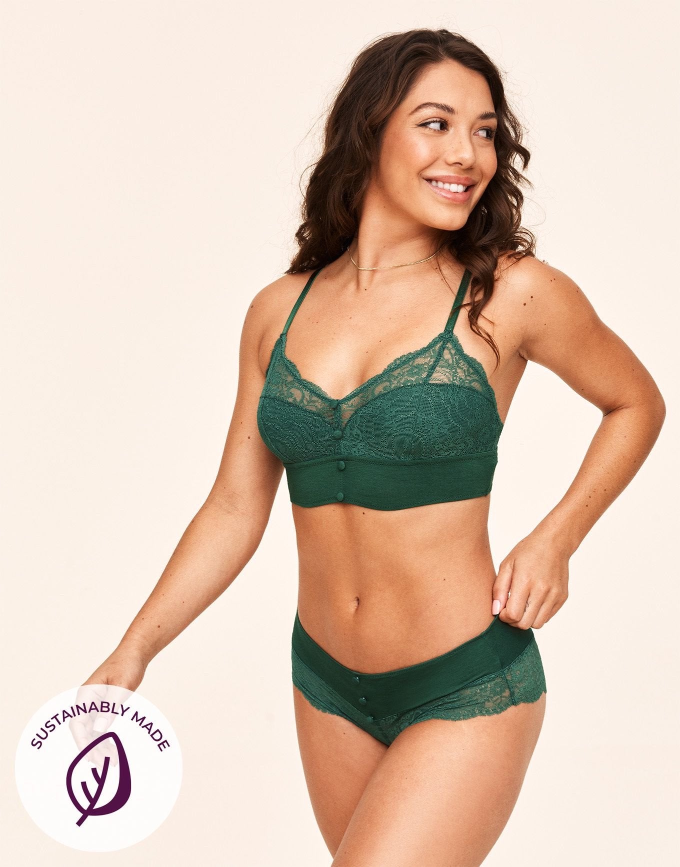 Adore Me Anja Unlined Bralette in color Trekking Green and shape bralette