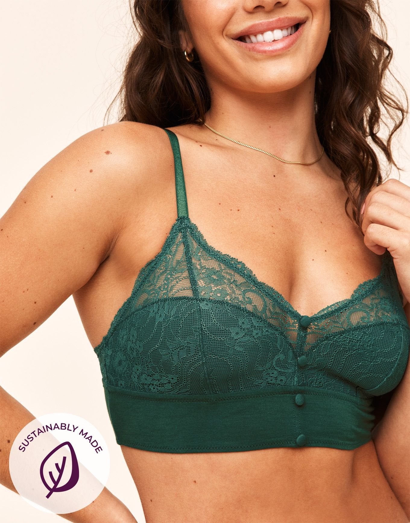 Adore Me Anja Unlined Bralette in color Trekking Green and shape bralette