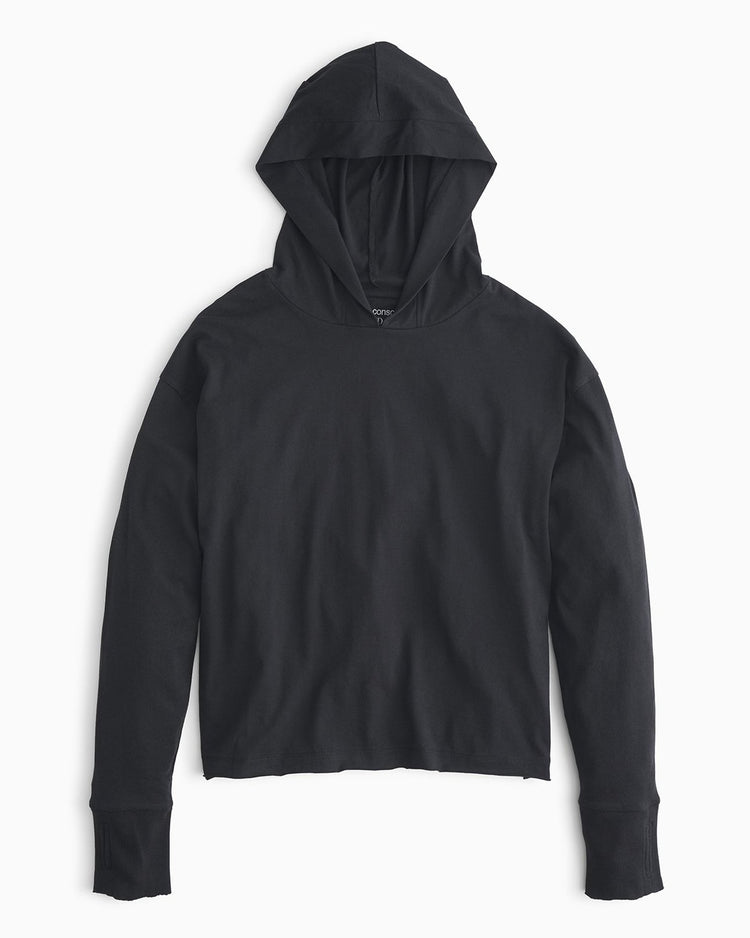 YesAnd Organic Hoodie Tee Hoodie in color Jet Black and shape sweatshirt