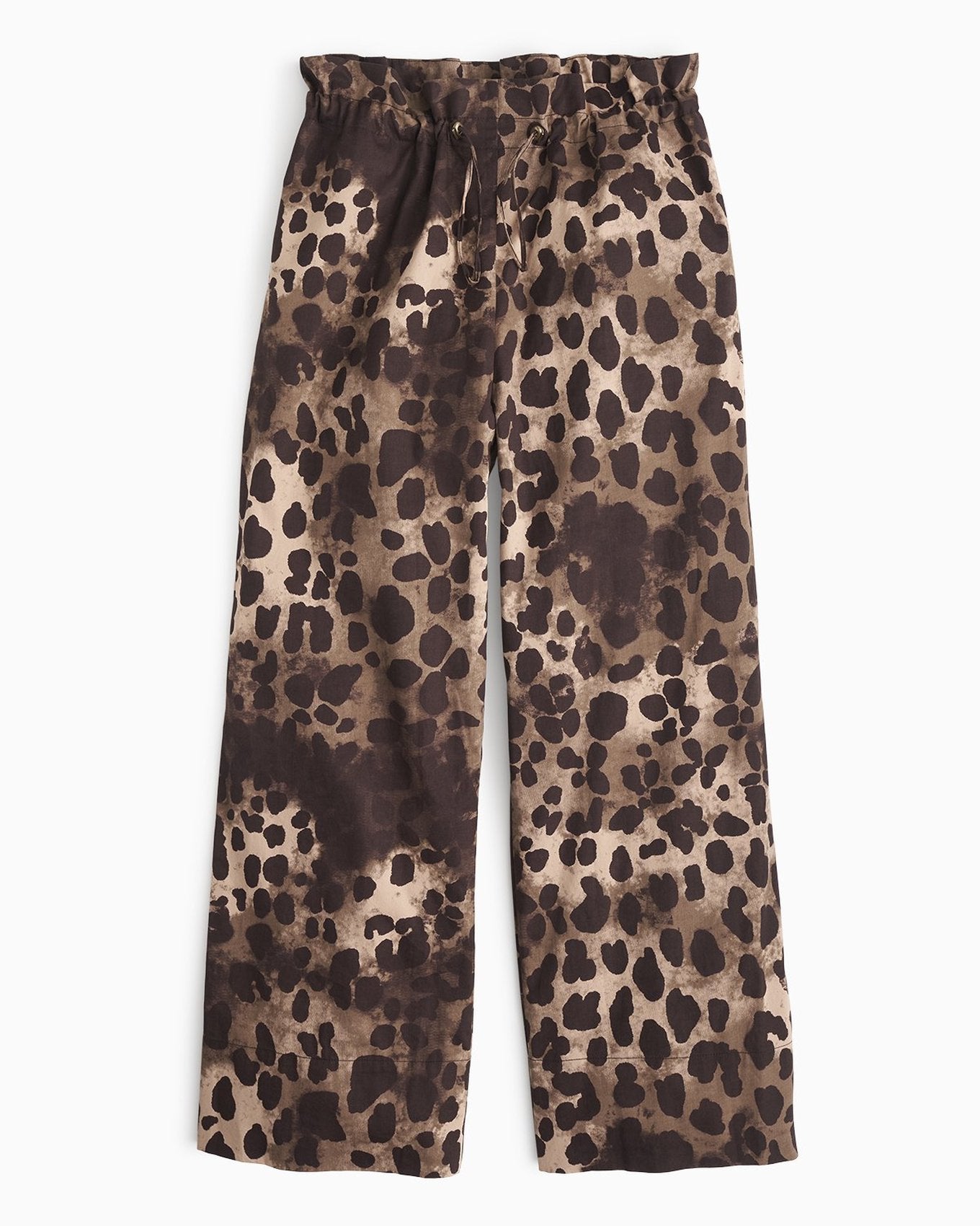 YesAnd Organic Print Paperbag Wide Leg Pant Wide Leg Pant in color Classic Leopard C01 and shape lounge pant