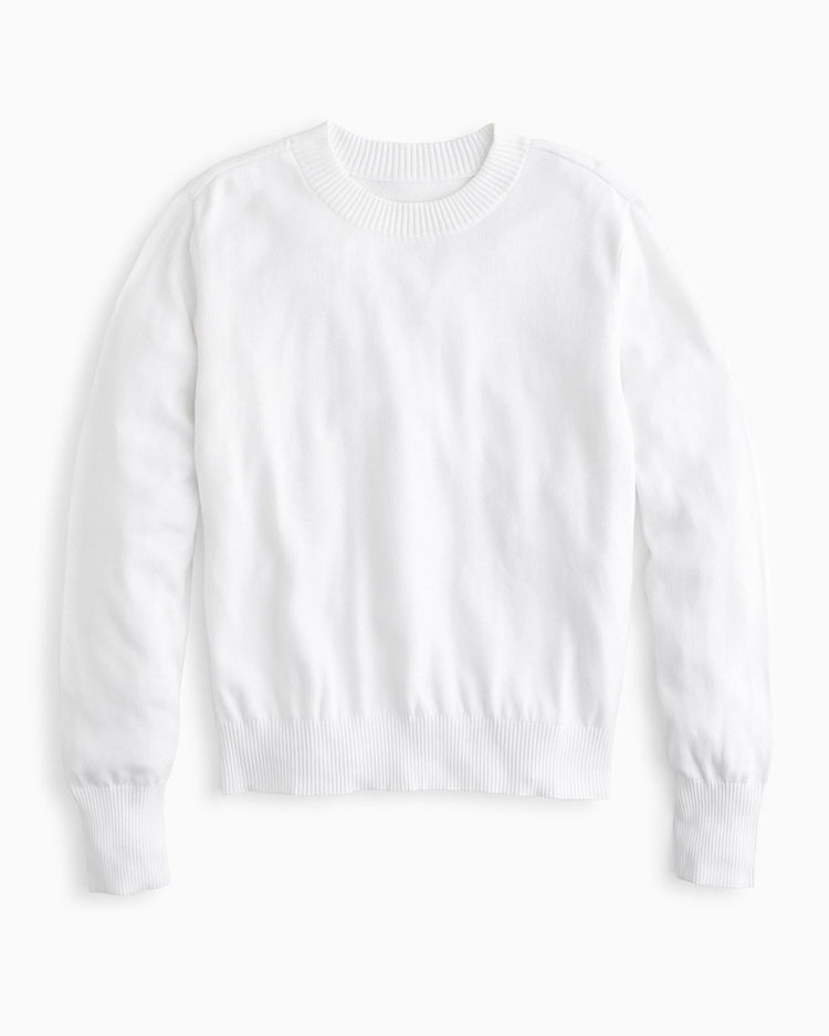 YesAnd Organic Knit Pullover Knit Pullover in color Bright White and shape sweater