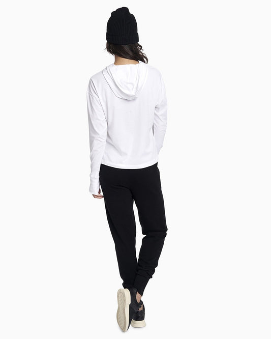 YesAnd Organic Knit Jogger Knit Jogger in color White Love on Black and shape jogger/sweatpant