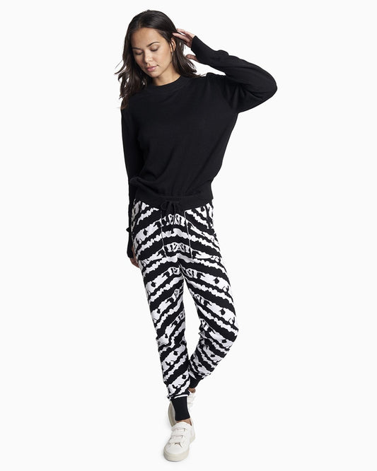 YesAnd Organic Knit Jogger Knit Jogger in color B&W Jacquard C01 and shape jogger/sweatpant