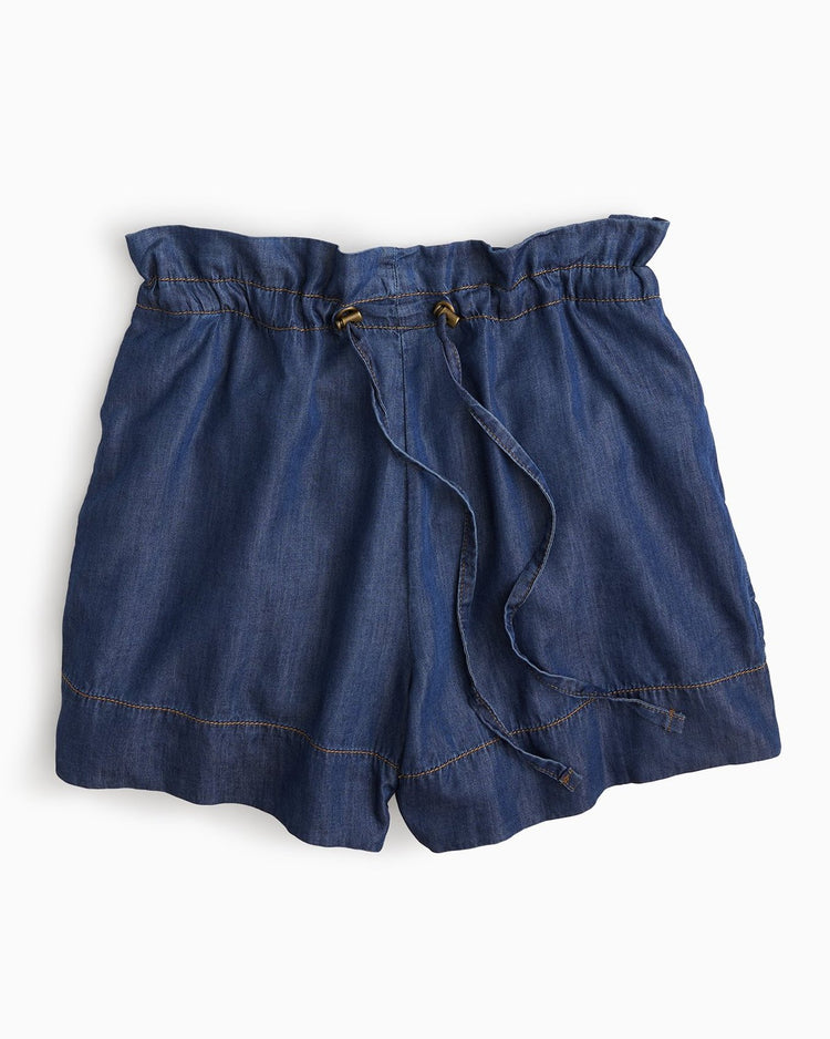 YesAnd Organic Denim Paperbag Short Short in color Denim Dark and shape shorts