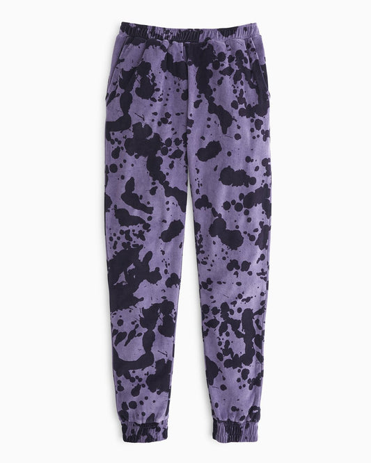 YesAnd Organic Velour Jogger Jogger in color Purple Splash  and shape jogger/sweatpant