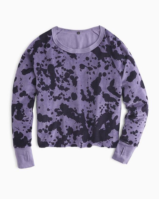 YesAnd Organic Velour Crew Neck Sweatshirt Sweatshirt in color Purple Splash  and shape sweatshirt