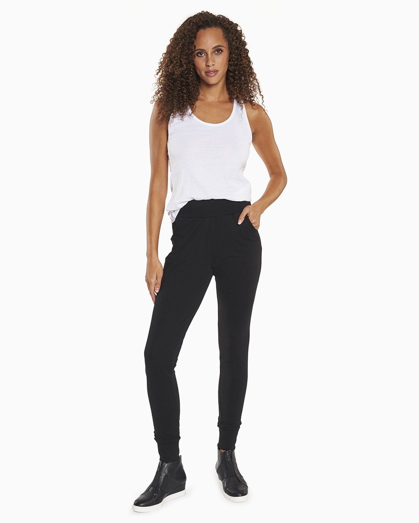 YesAnd Organic Jogger Jogger in color Jet Black and shape jogger/sweatpant