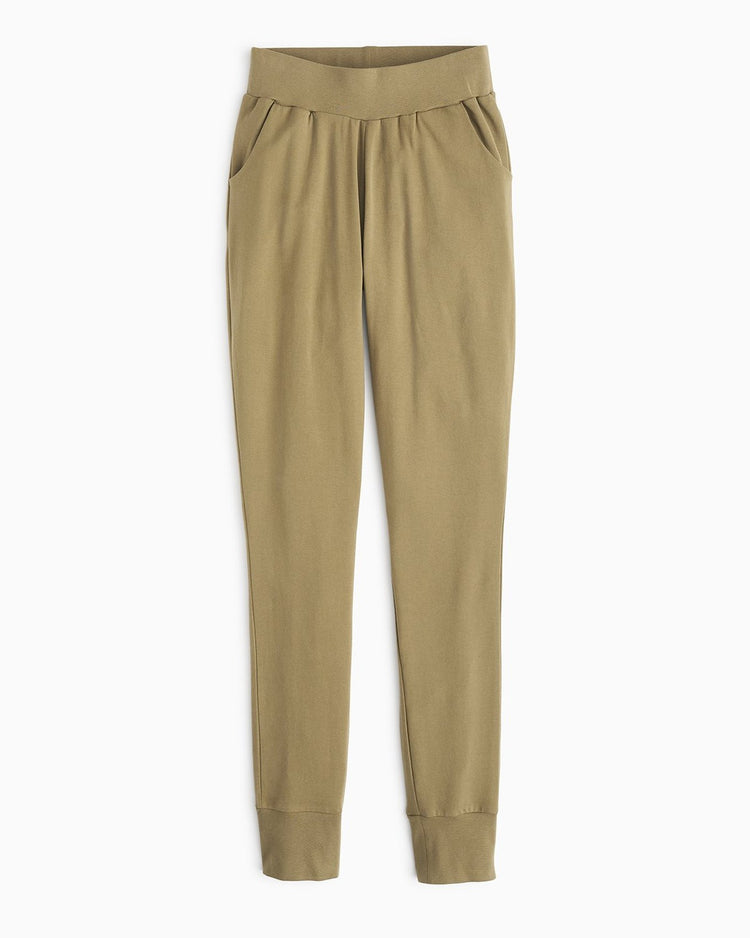 YesAnd Organic Jogger Jogger in color Olive Branch and shape jogger/sweatpant