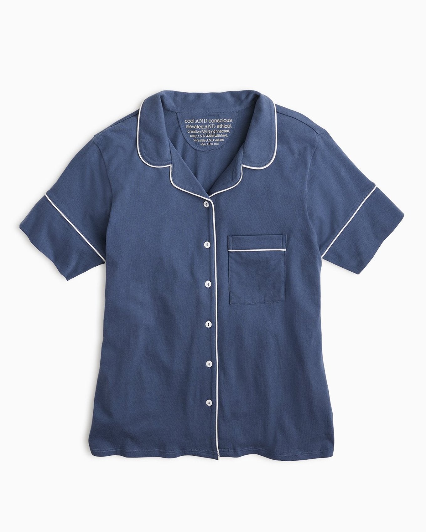 YesAnd Organic Short Sleeve Sleep Shirt Sleep Shirt in color Bering Sea and shape shirt