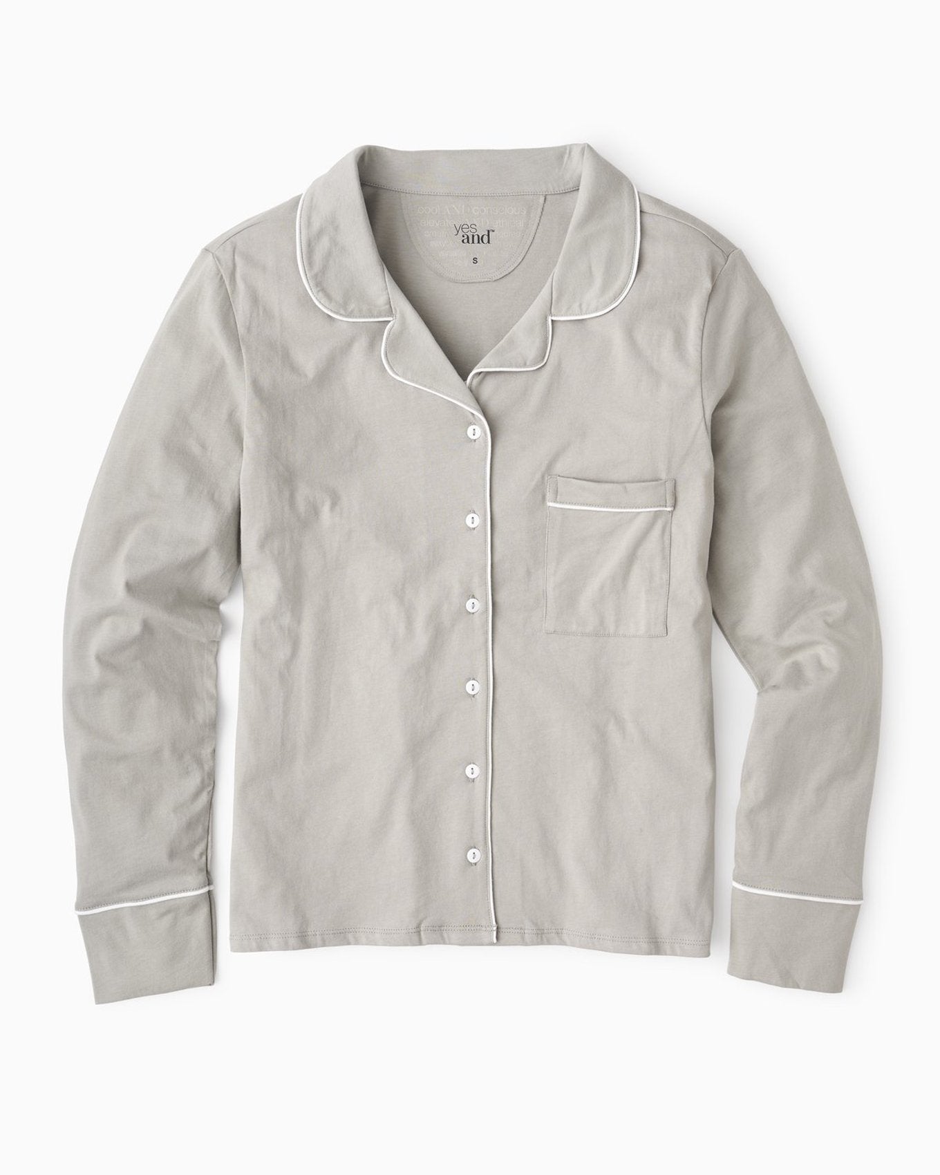 YesAnd Organic Long Sleeve Sleep Shirt Sleep Shirt in color High-rise and shape shirt