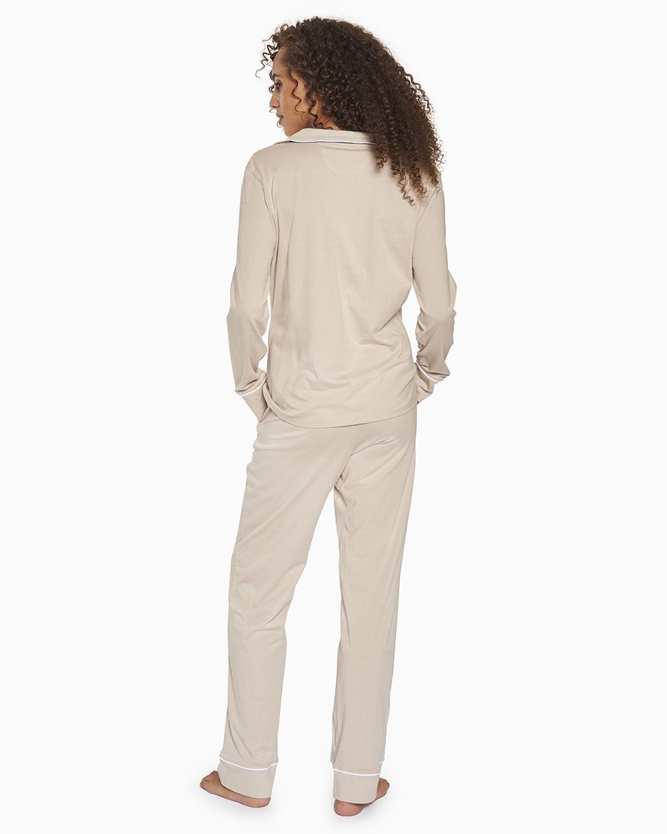 YesAnd Organic Long Sleeve Sleep Shirt Sleep Shirt in color Chateau Gray and shape shirt