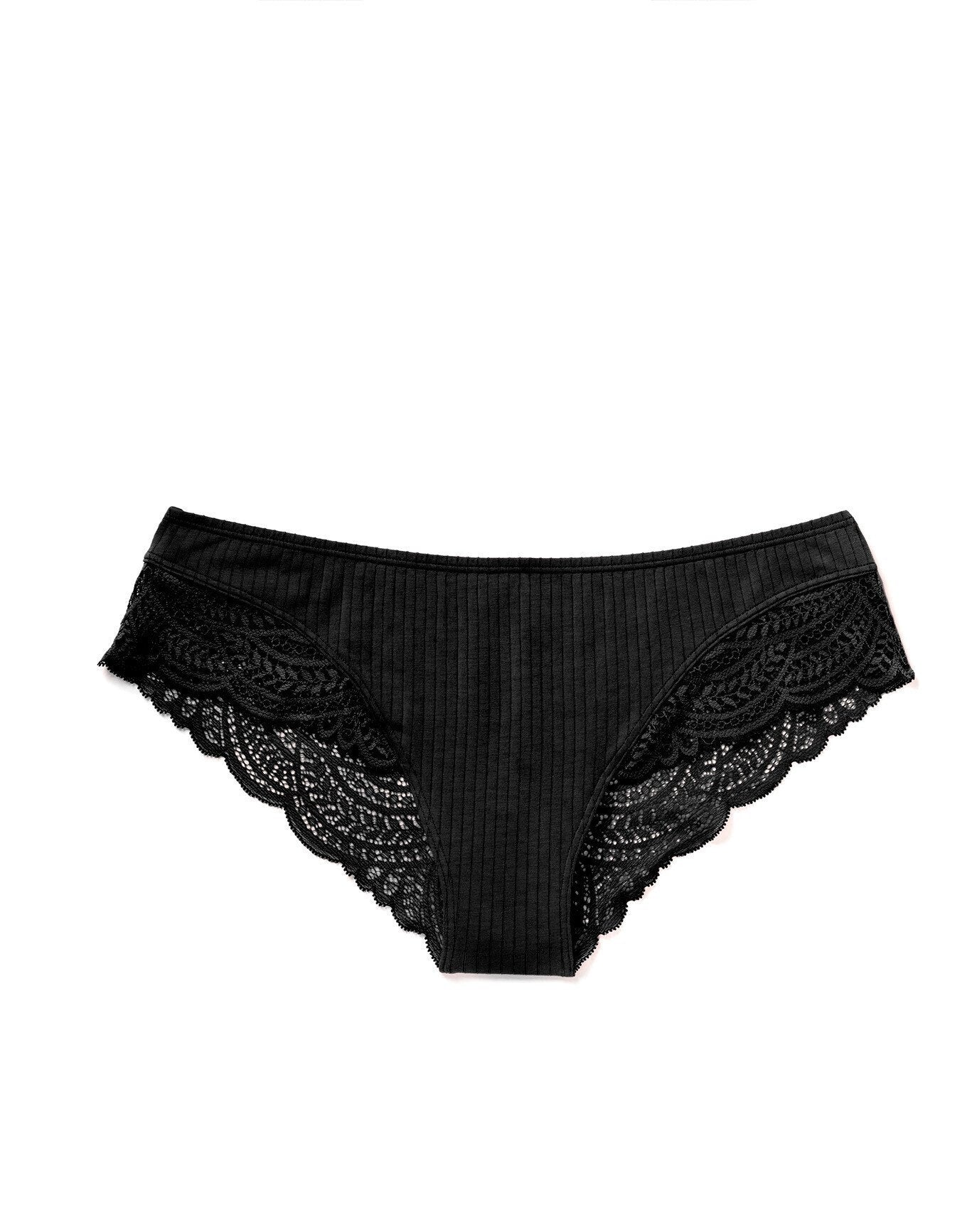 Adore Me Floretta Cheeky in color Jet Black and shape cheeky