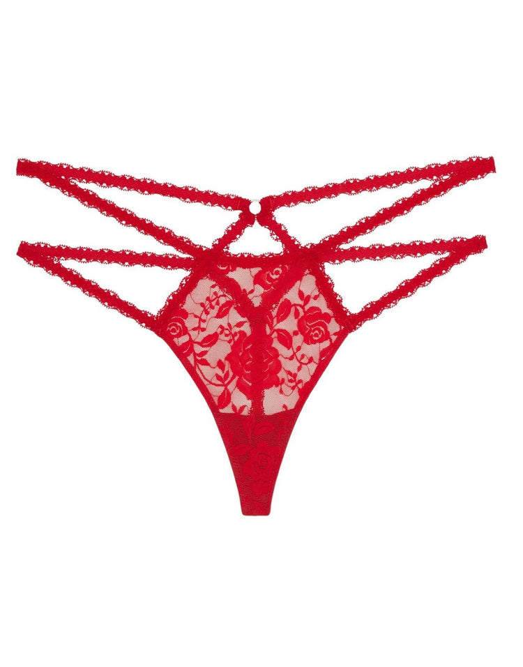 Adore Me Brigitte Thong in color Barbados Cherry and shape thong