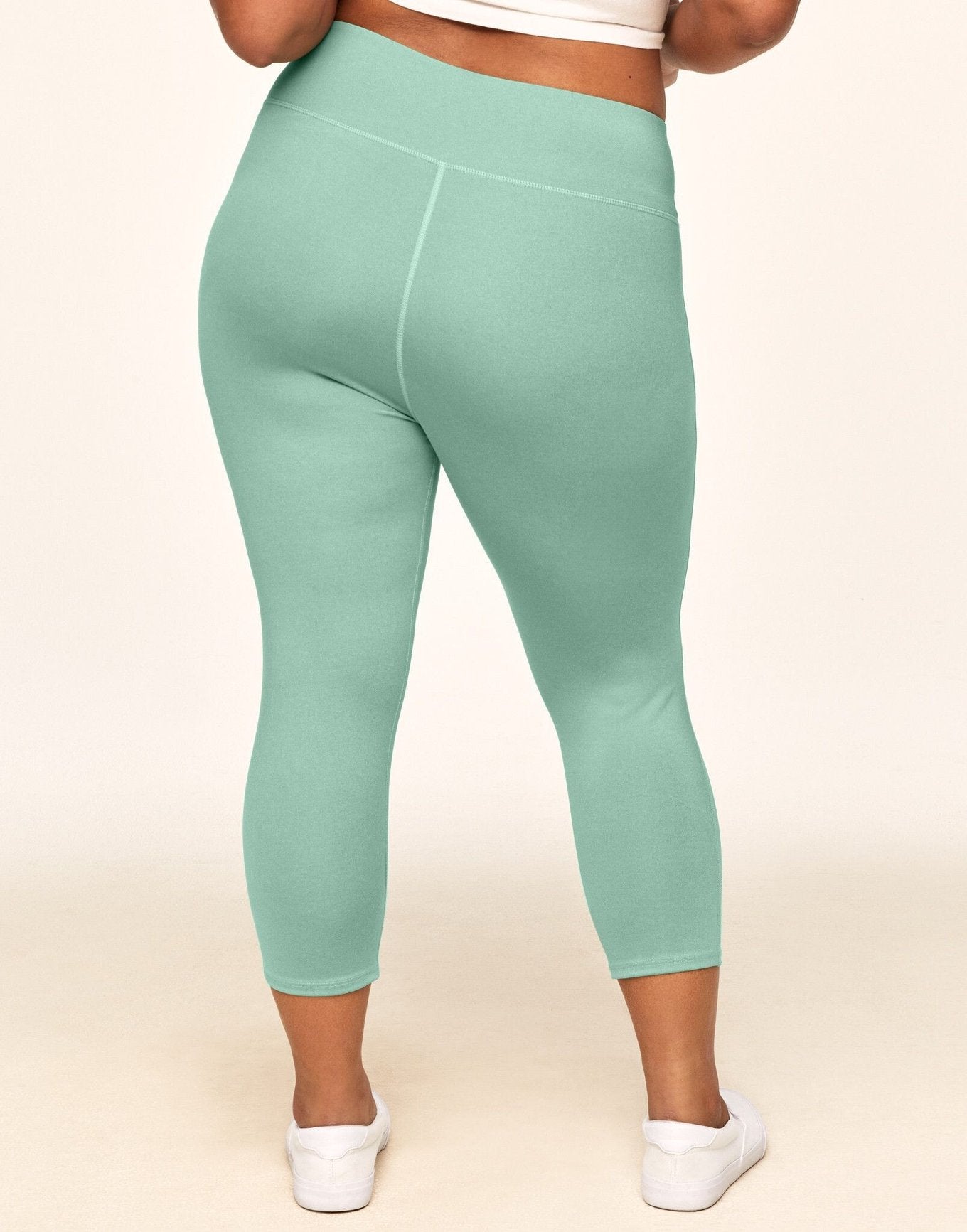 Adore Me Haley Heathered Crop Heather Compression Activewear Crop Legging in color Green Come True Heather and shape legging